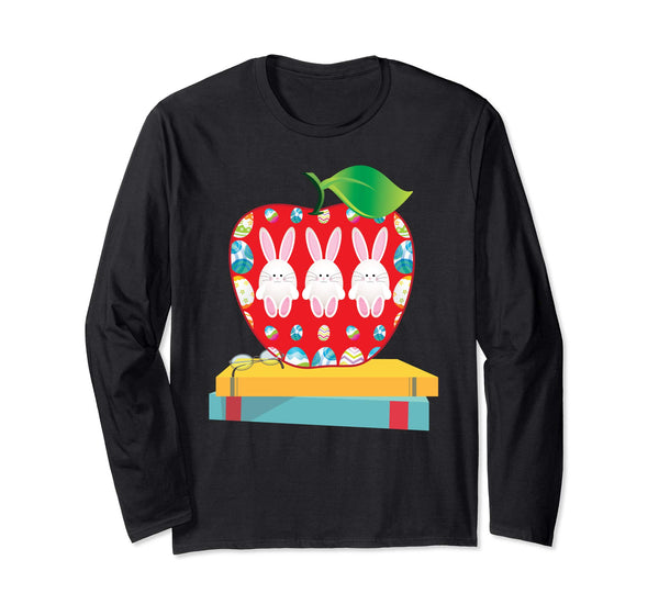 Apple Bunny Teacher I Love My Bunnies Easter Day T-Shirt Boy