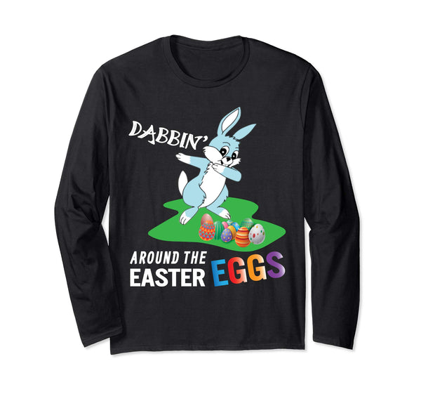 Blue Bunny Rabbit Dab Dabbin' Around The Easter Eggs Shirt
