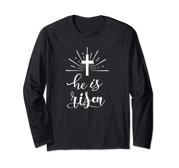 Easter Christian Longsleeve Shirt-Resurrection He Is Risen
