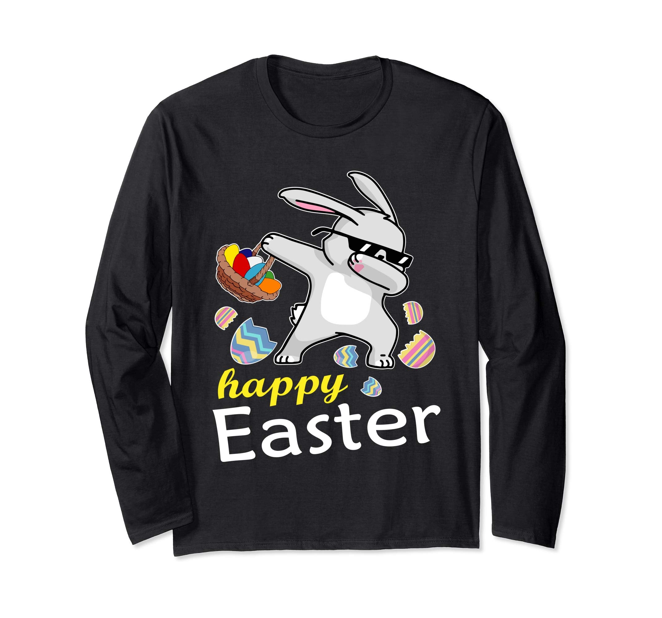 Bunny Rabbit & Easter Egg Basket Dabbing Happy Easter Shirt
