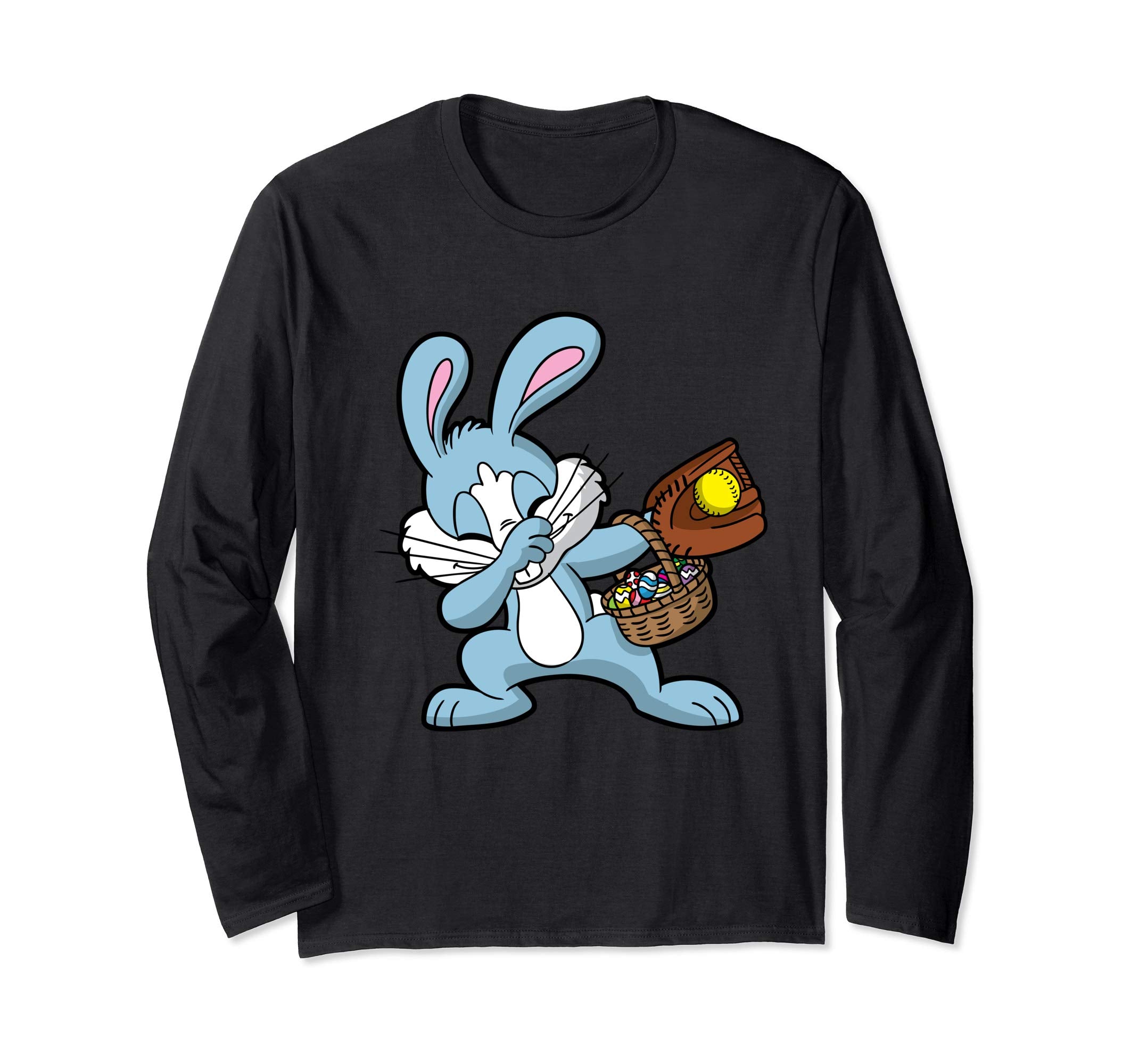 Dabbing Easter Bunny Long Sleeve Shirt Softball Dab Dance
