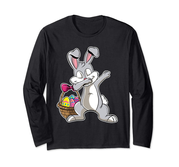 Funny Dabbing Hip Hop Bunny Easter Gift Long Sleeve Shirt