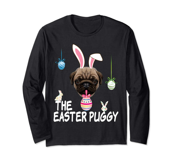 The Puggy Easter Pug Dog Bunny Egg T-Shirt Dog Lover Hunting