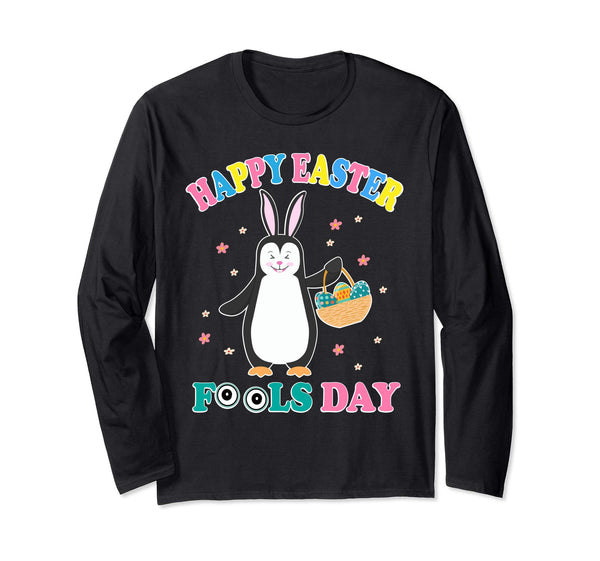 Penguin Bunny Easter Egg Basket Happy Easter Fools Day Shirt