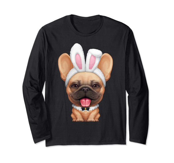 Fawn Frenchie in Easter Bunny Costume Long Sleeve T-Shirt