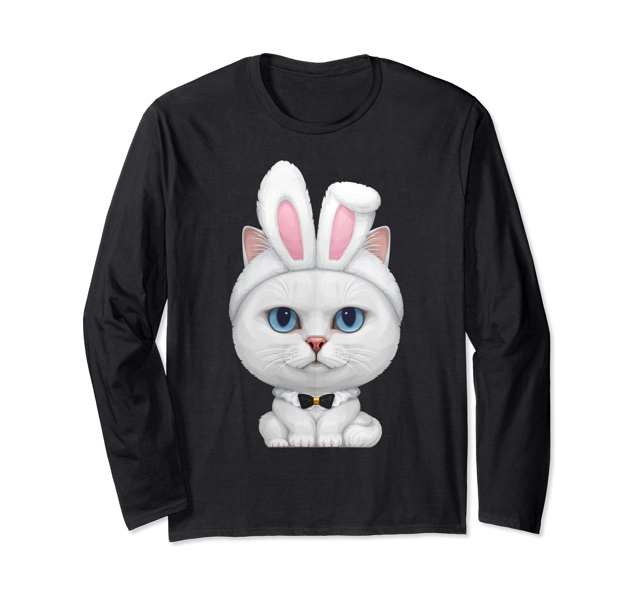 White Cat in the Easter Bunny Costume Long Sleeve T-Shirt