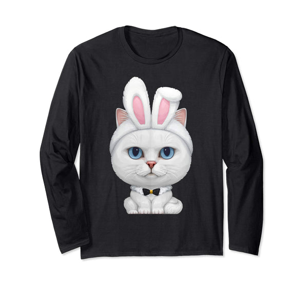 White Cat in the Easter Bunny Costume Long Sleeve T-Shirt