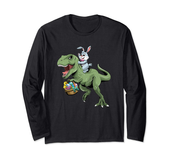 Easter T Shirt for Boys with Cool Bunny and T-rex Egg Hunt