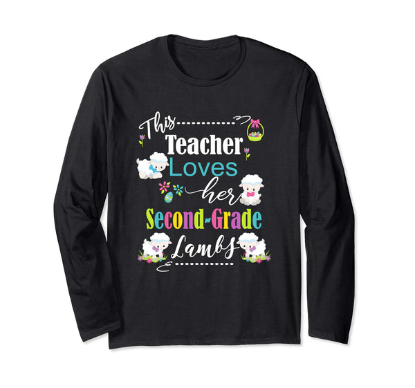 2nd Grade Easter Teacher Longsleeve Shirt Cute Love My Lambs