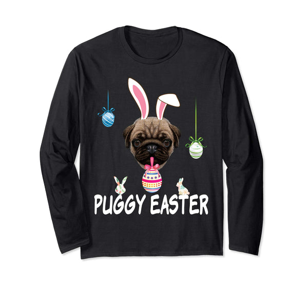 The Puggy Easter Pug Dog Bunny Egg T-Shirt Dog Lover Hunting