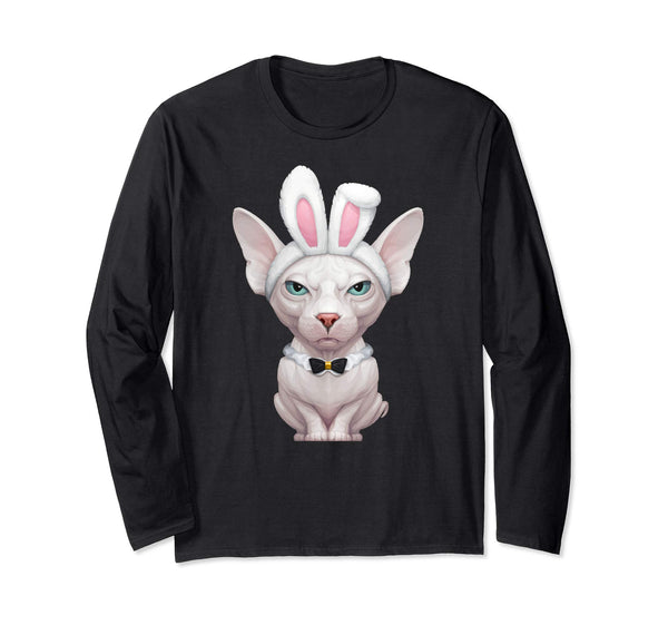 Sphynx Cat in Easter Bunny Costume Long Sleeve T-Shirt