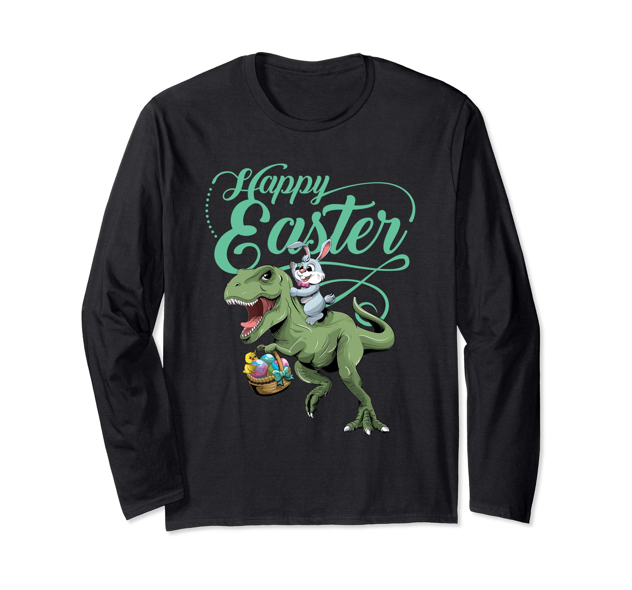 Easter T Shirt for Boys with Cool Bunny and T-rex Egg Hunt