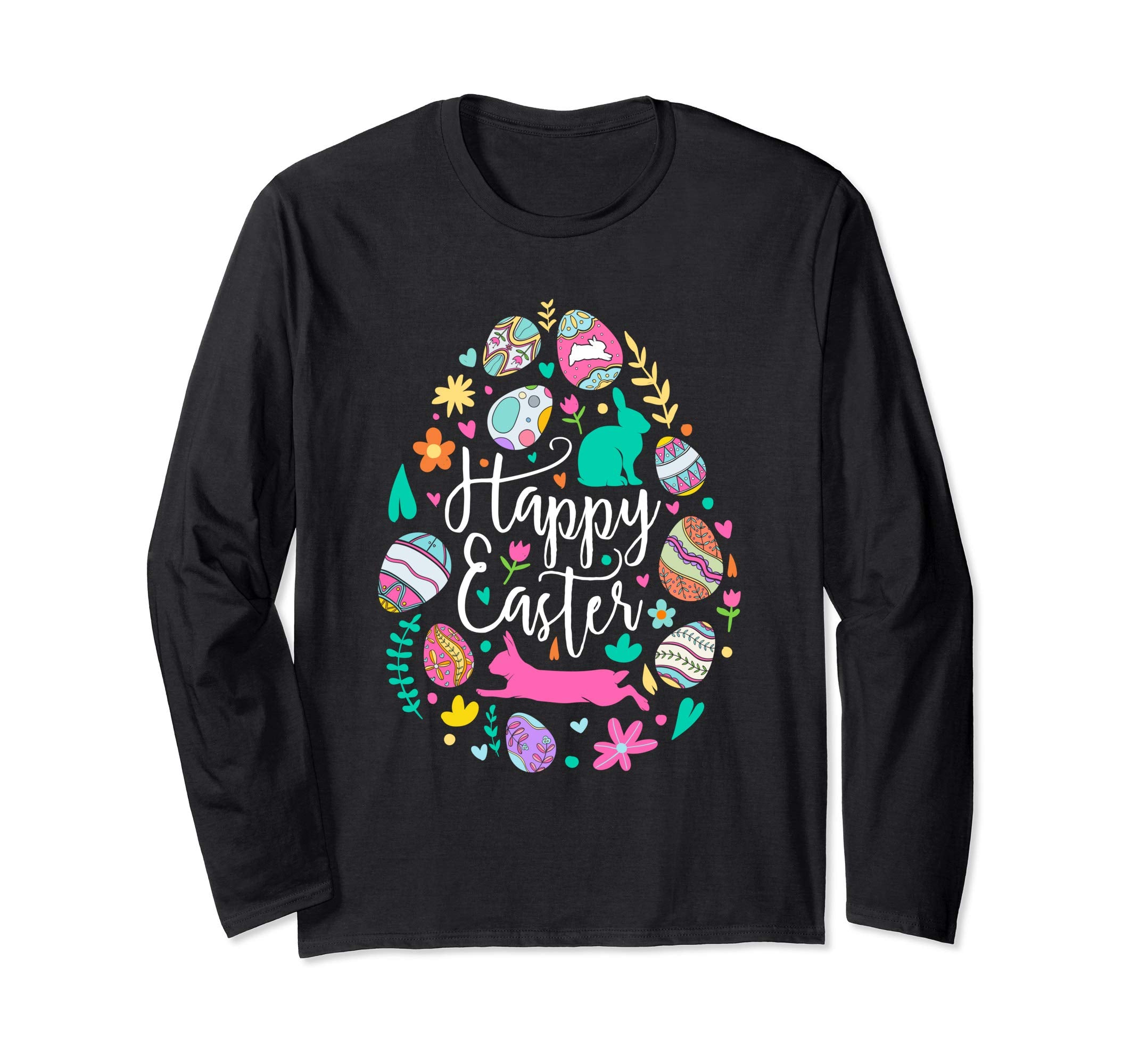 Happy Easter Bunny Silhouette Heart Long Sleeve T Shirt Gift