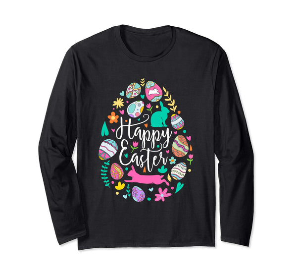 Happy Easter Bunny Silhouette Heart Long Sleeve T Shirt Gift