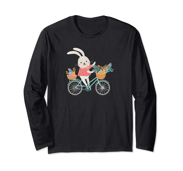 Bunny On Bike Easter Long Sleeve T-Shirt