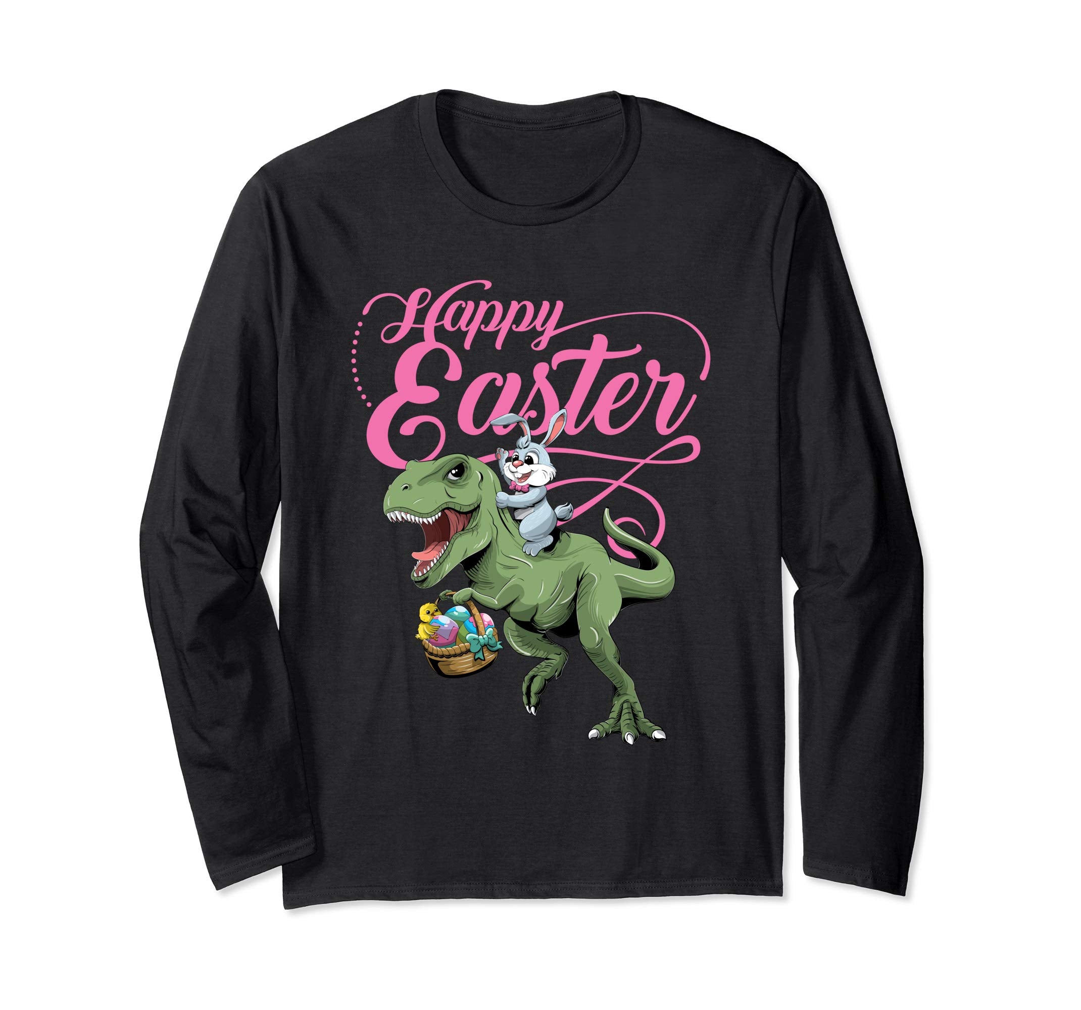 Easter T Shirt for Girls with Cool Bunny and T-rex Egg Hunt