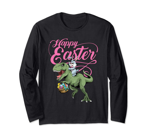 Easter T Shirt for Girls with Cool Bunny and T-rex Egg Hunt