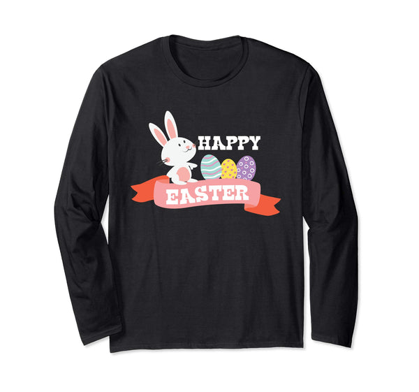 Hoppy Easter Long sleeve Shirt Cute Bunny Easter Eggs Gift
