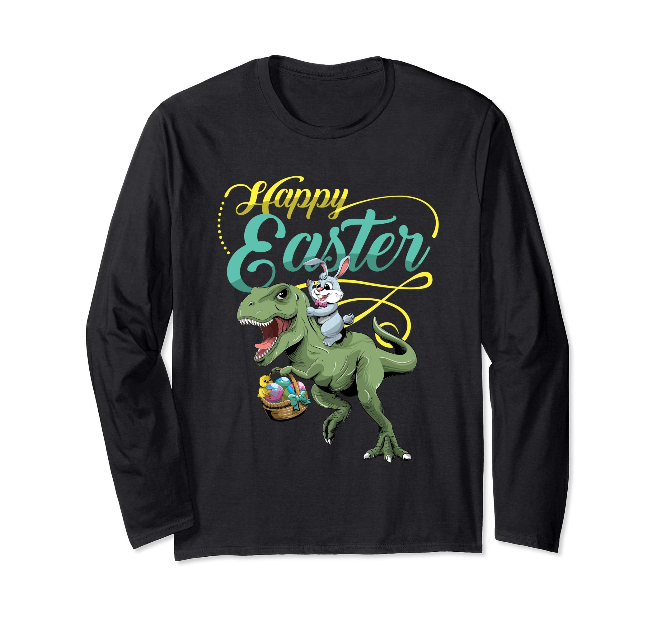 Easter T Shirt for Boys with Cool Bunny and T-rex Egg Hunt