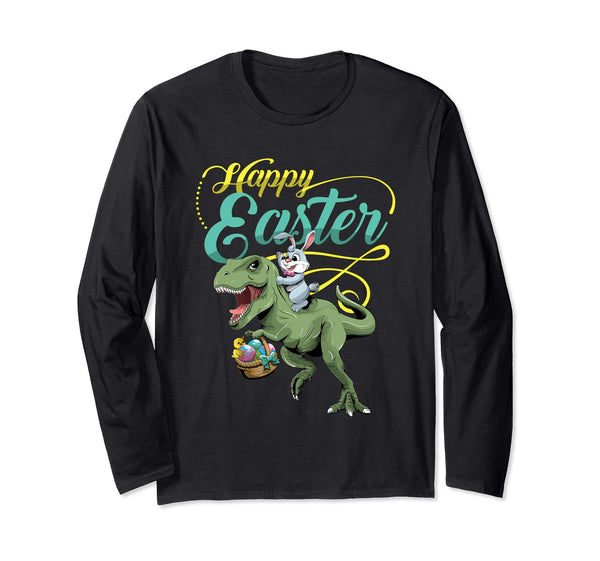 Easter T Shirt for Boys with Cool Bunny and T-rex Egg Hunt
