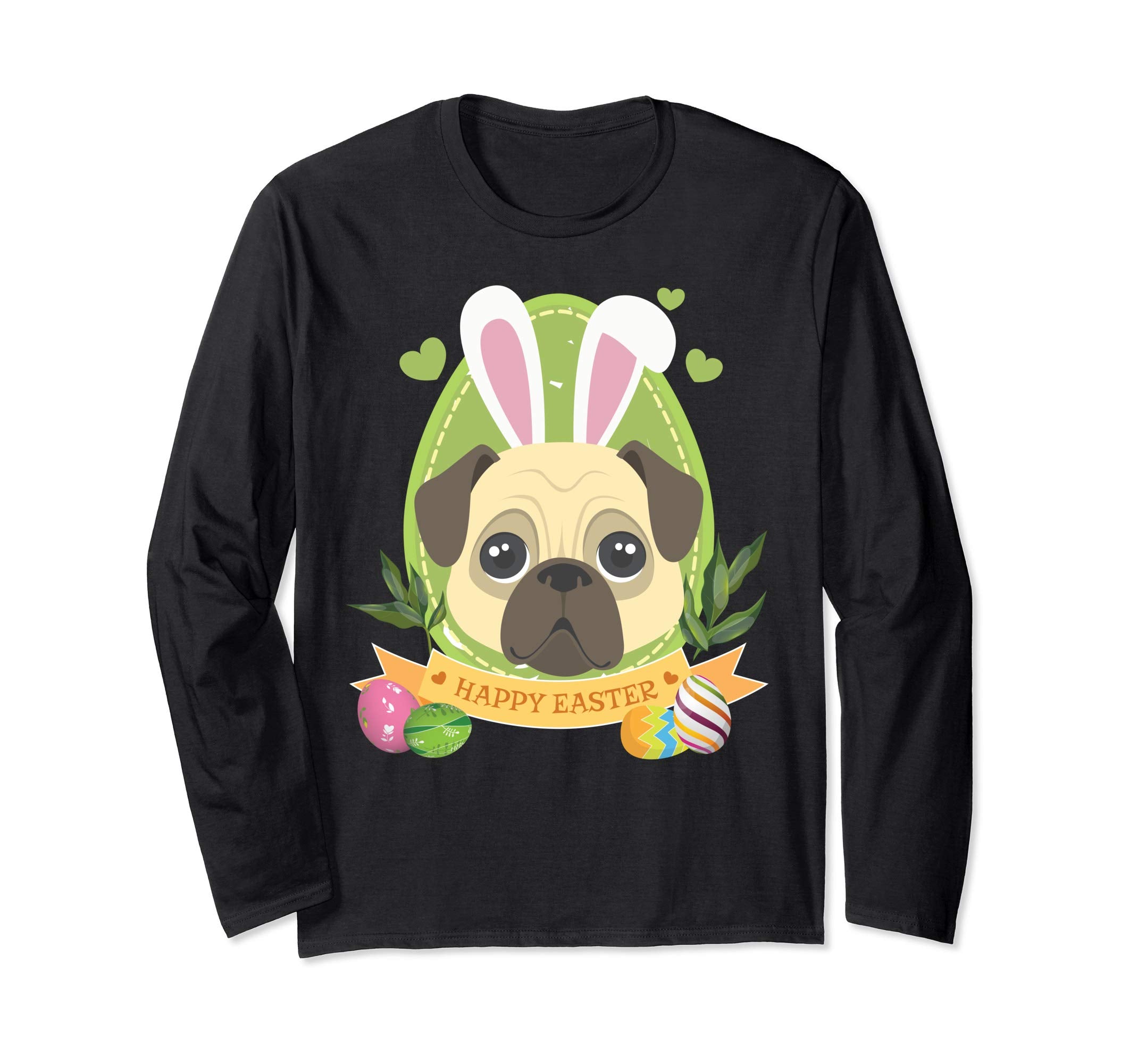 Bunny Pug Dog Easter Day Lovers T-Shirt Egg Hunting Lovely