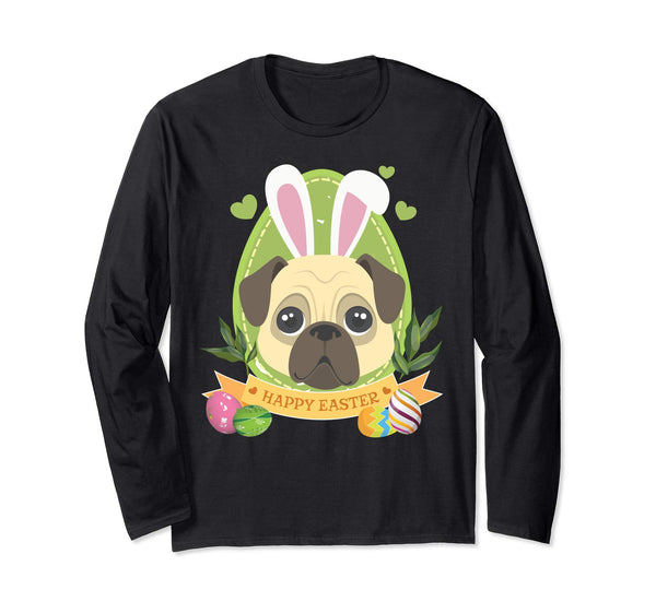 Bunny Pug Dog Easter Day Lovers T-Shirt Egg Hunting Lovely
