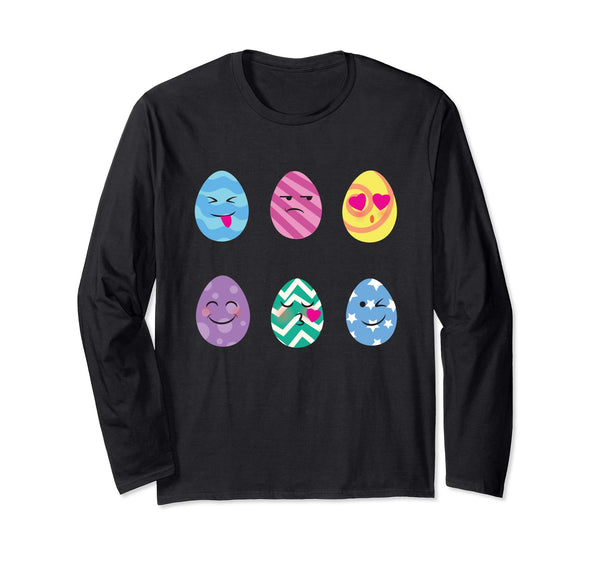 Funny Easter Egg Emoticons Long sleeve T Shirt Egg Hunt