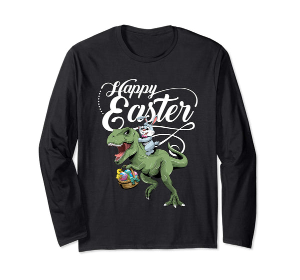 Easter T Shirt for Boys with Cool Bunny and T-rex Egg Hunt