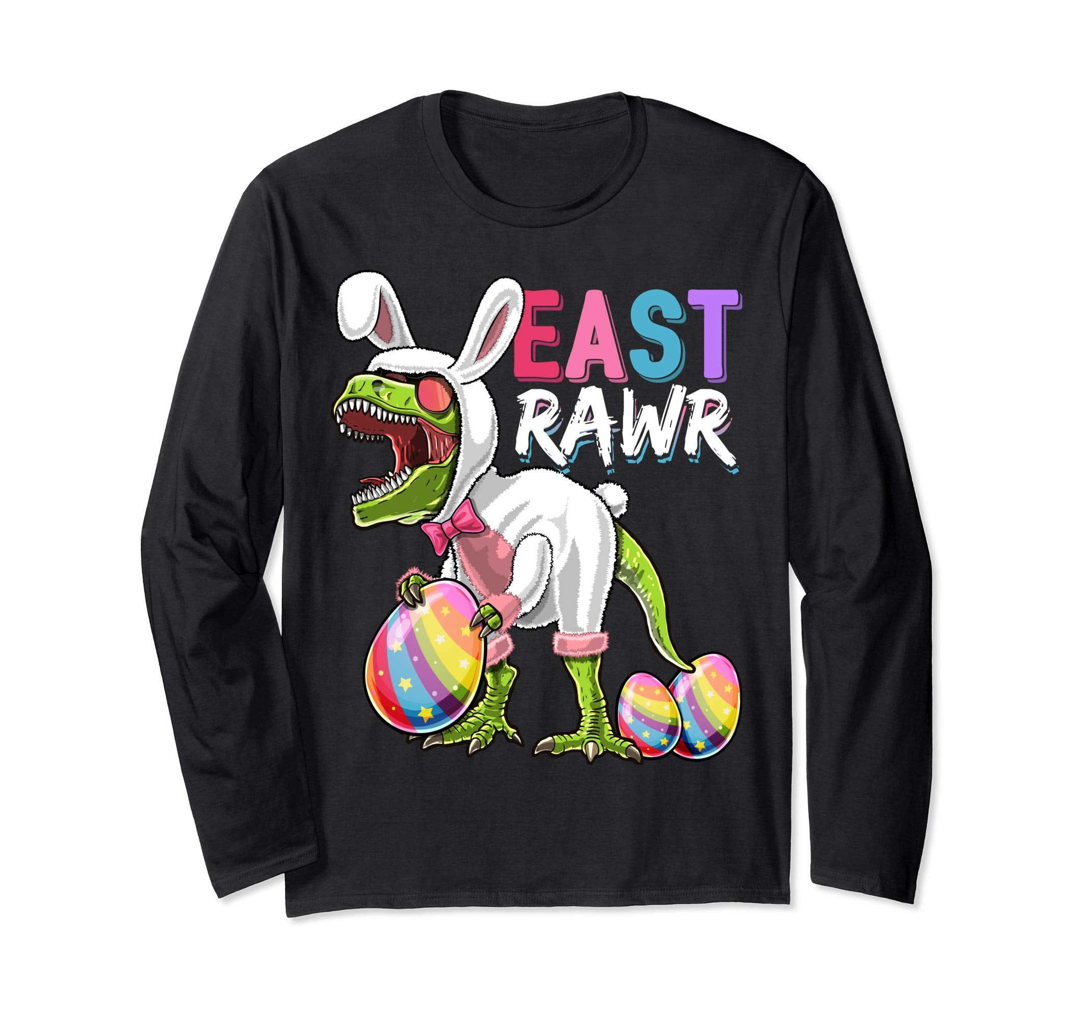Happy Easter T Rex Dinosaur Easter Bunny Egg Shirt Men