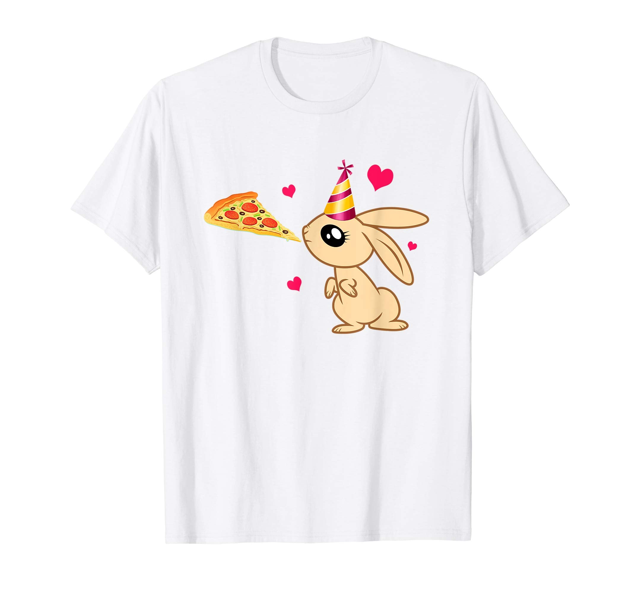 Cute Rabbit Love Pizza Hearts T-shirt-Easter Bunny T-shirt