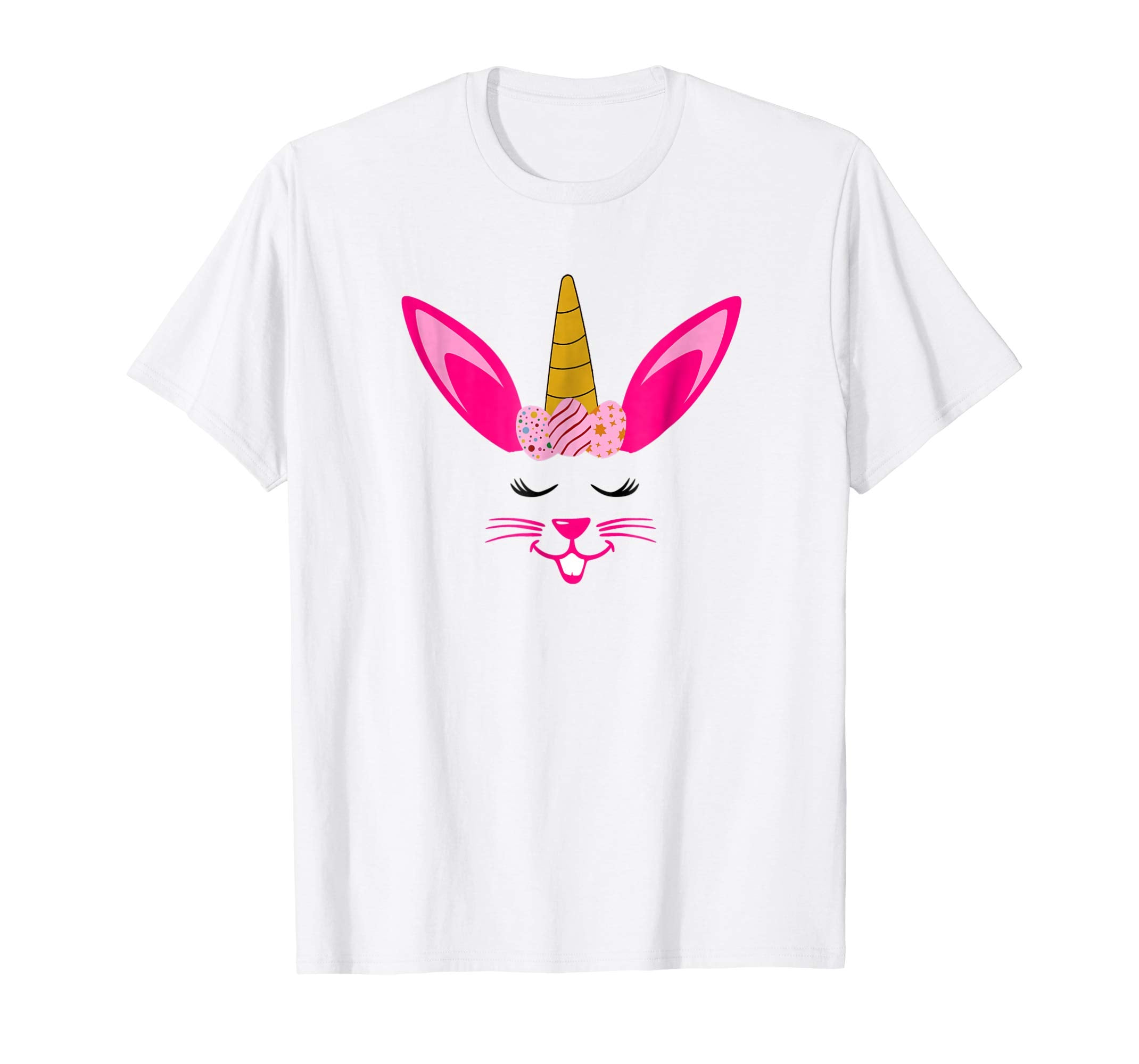 Easter Eggs Unicorn Crown Eyelashes Bunny Rabbit Face Shirt