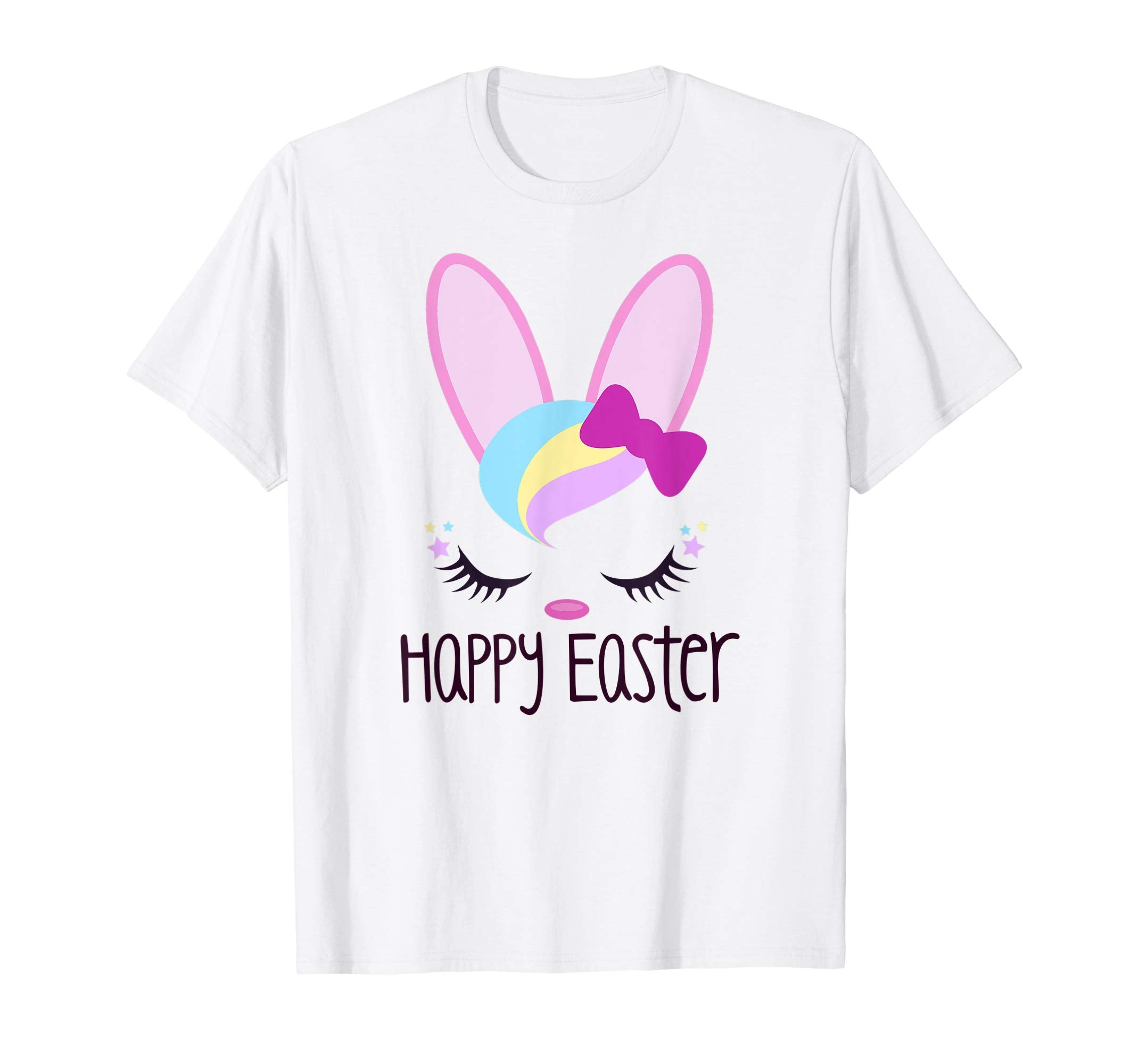Bunny Face HAPPY EASTER Shirt Girls Kid Toddler Love Bunnies