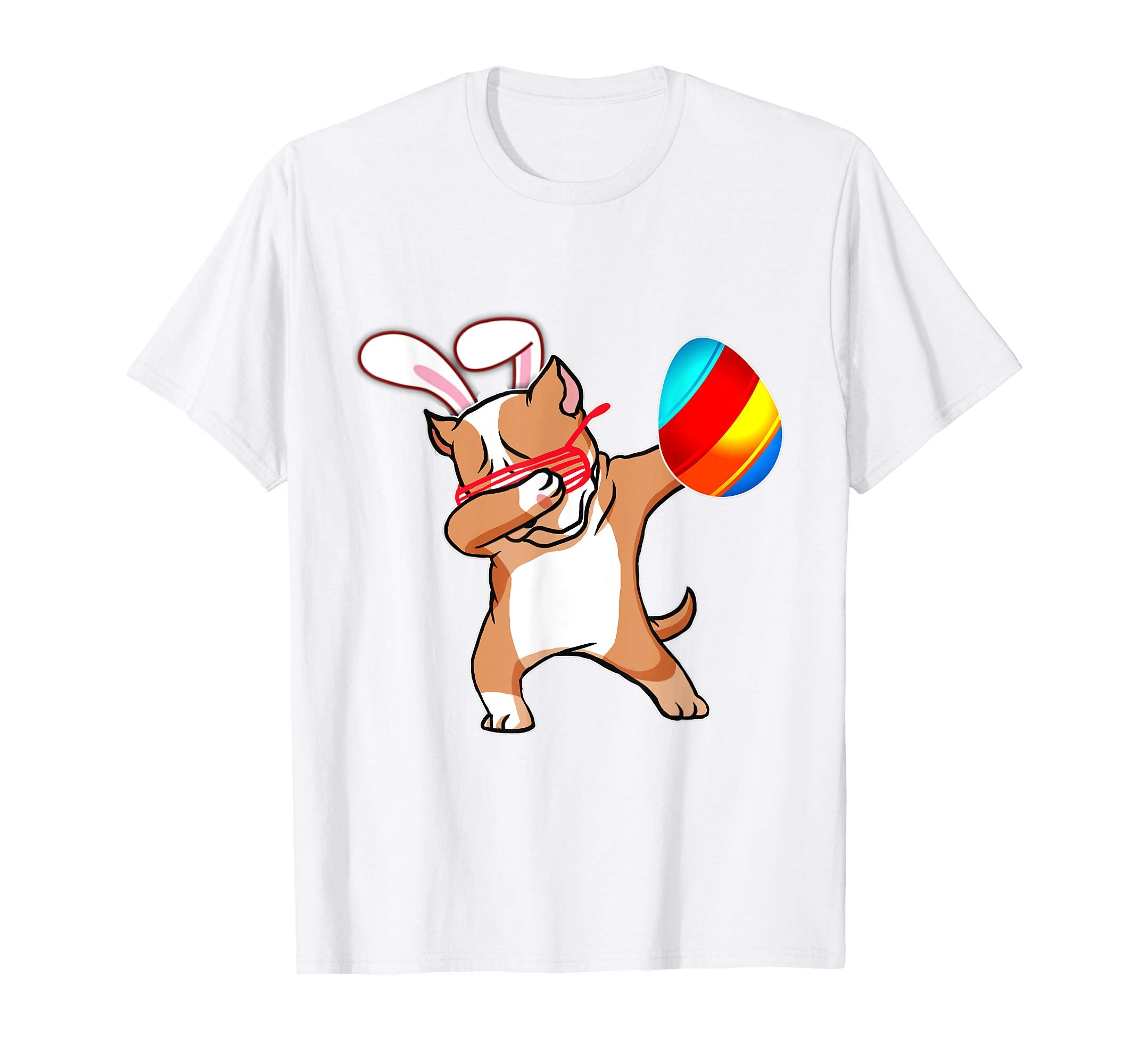 Easter Bunny Dabbing Pitbull Dog Tshirt Egg Ears Animal Gift