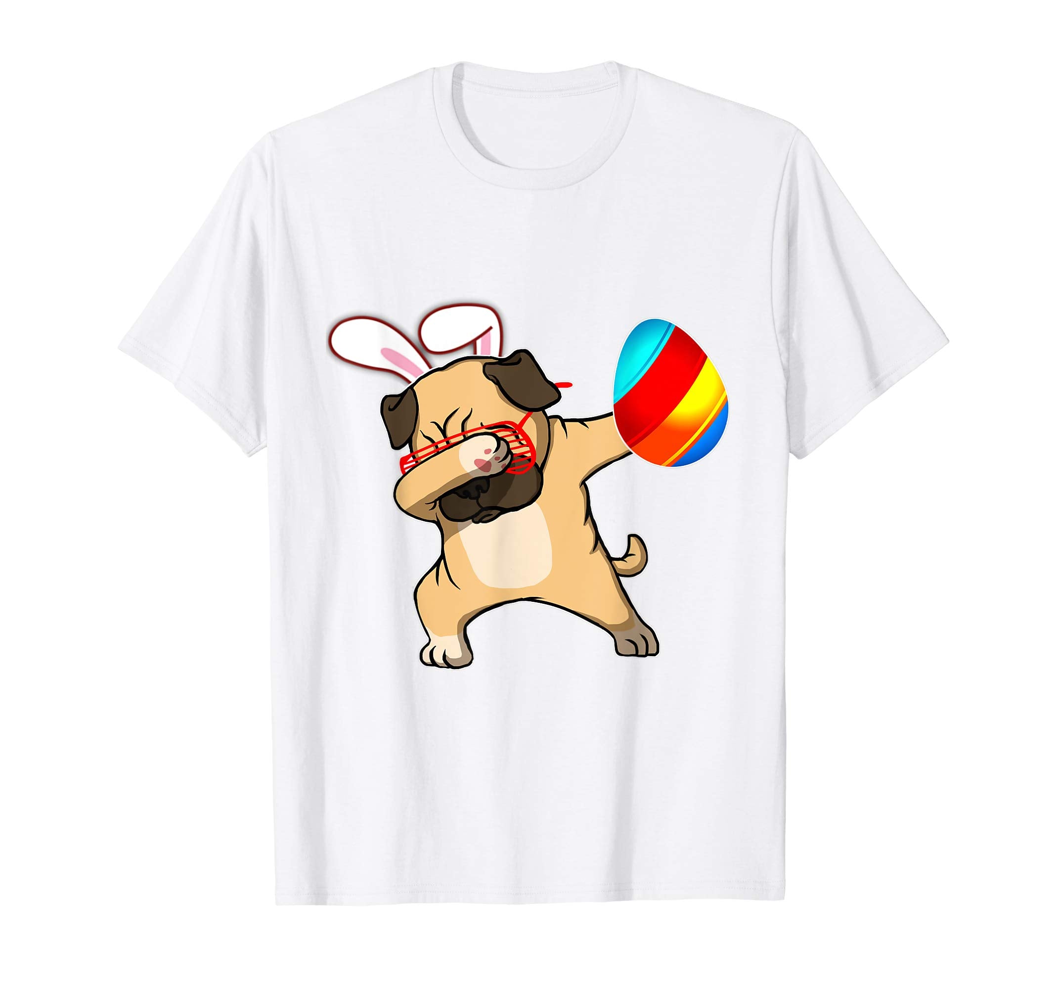 Easter Bunny Dabbing Pug Dog Tshirt Egg Ears Animal Gift