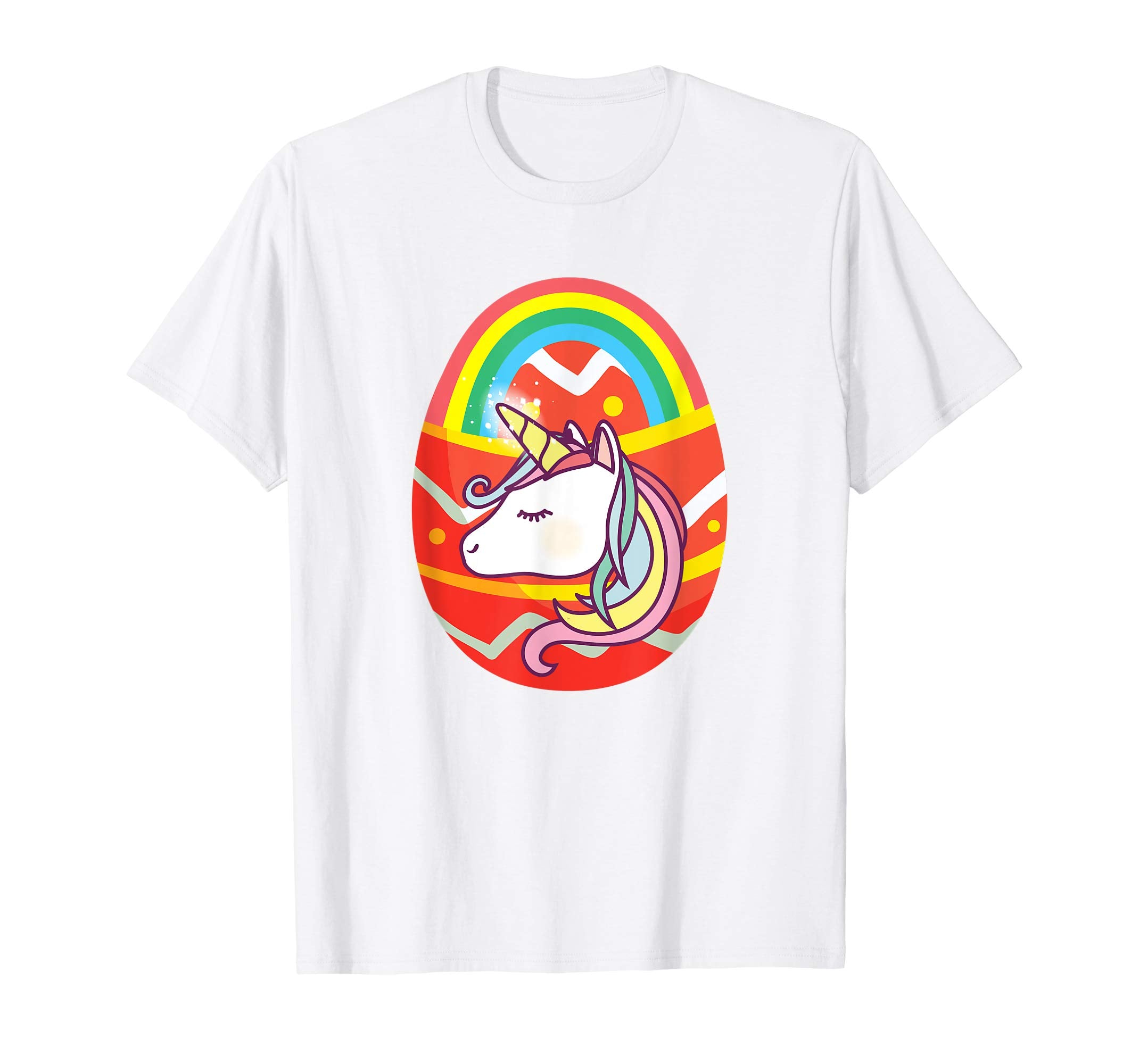 Cute Unicorn Rainbow Easter Bunny Egg T-Shirt for Kids Girls
