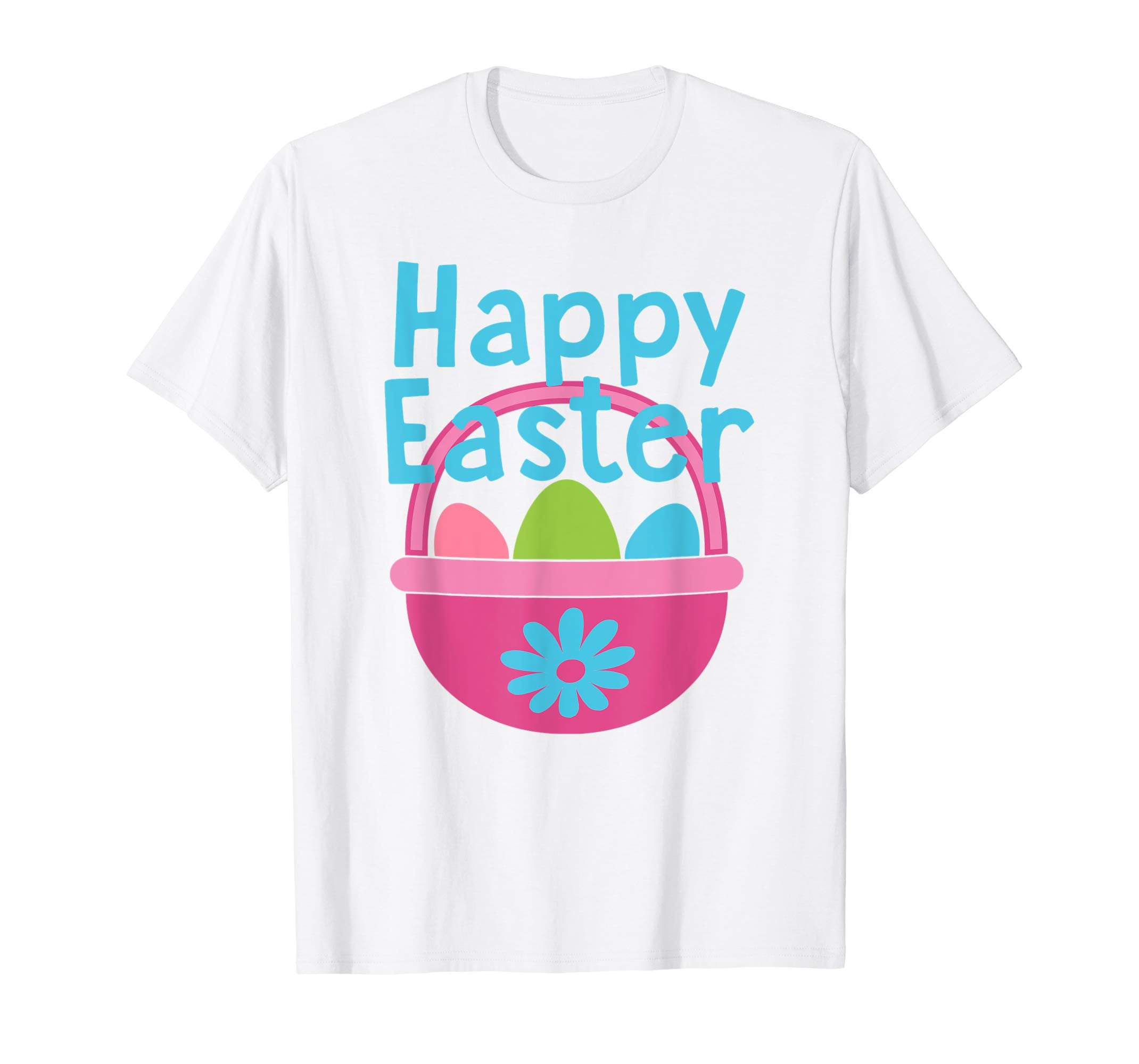 HAPPY EASTER Egg Basket Shirt Girls Kids Toddlers Women Gift