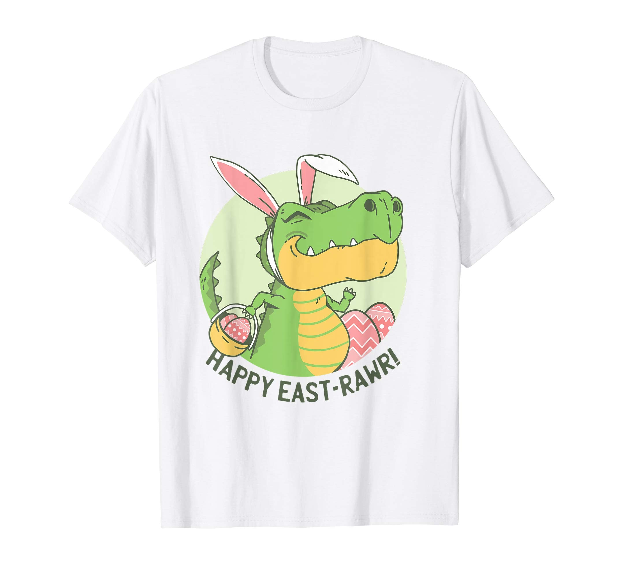 Happy East- Rawr Easter Dinosaur TShirt for Kids Boys Girls