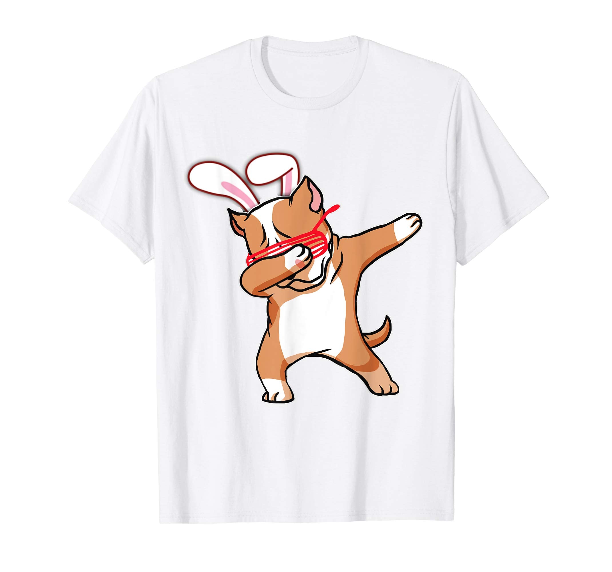 Easter Bunny Dabbing Pitbull Dog Tshirt Rabbit Ears Gift