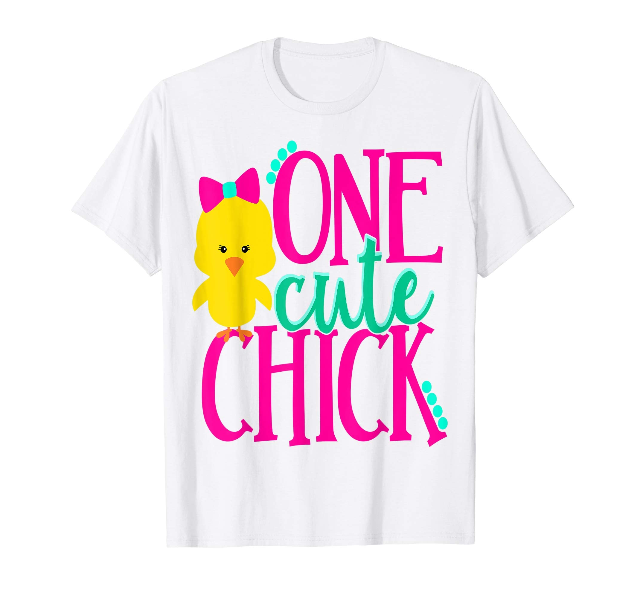 Girls Easter Shirt Kids One Cute Chick Spring Pink School