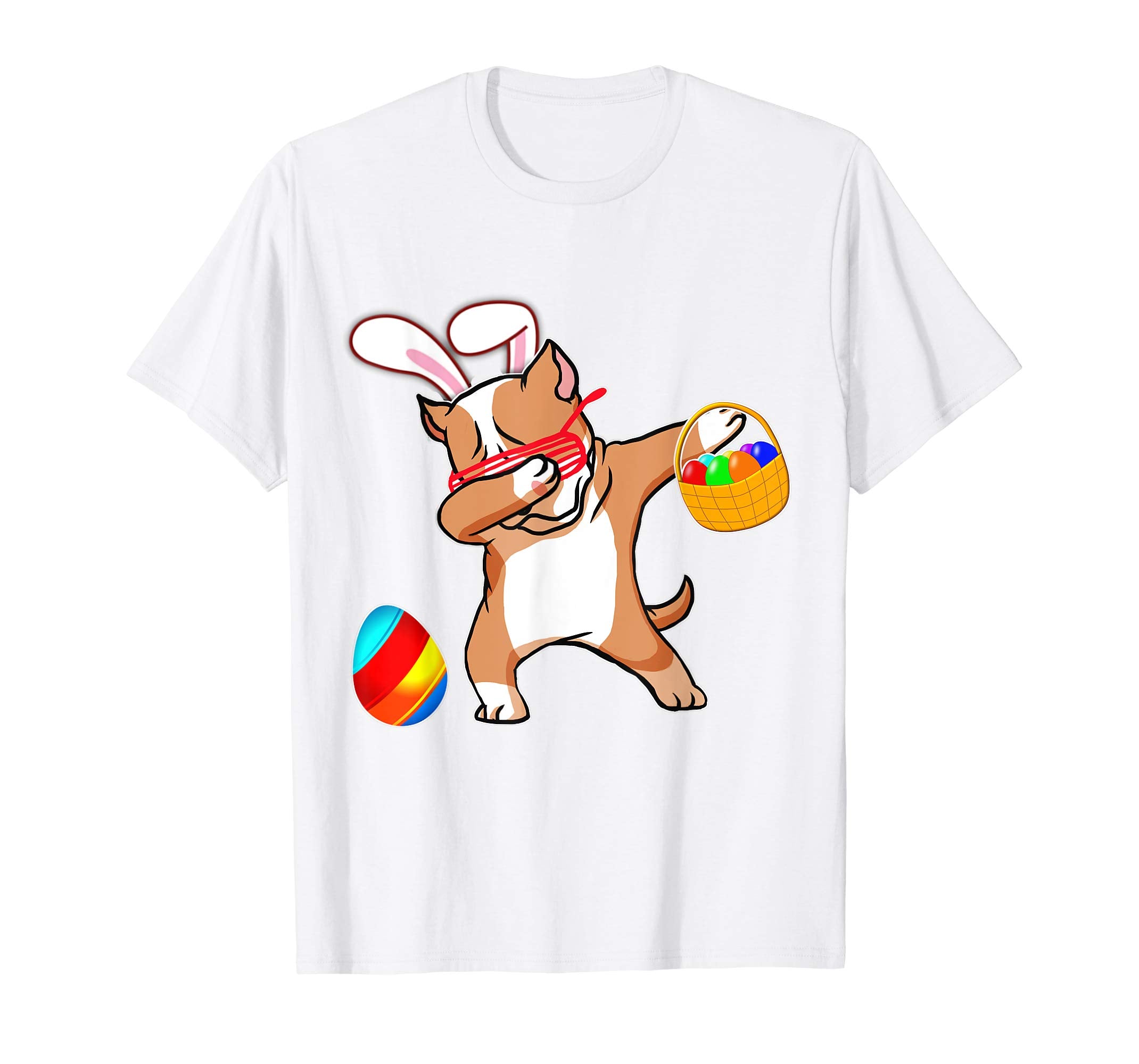 Easter Bunny Dabbing Pitbull Dog Tshirt Easter Egg Basket