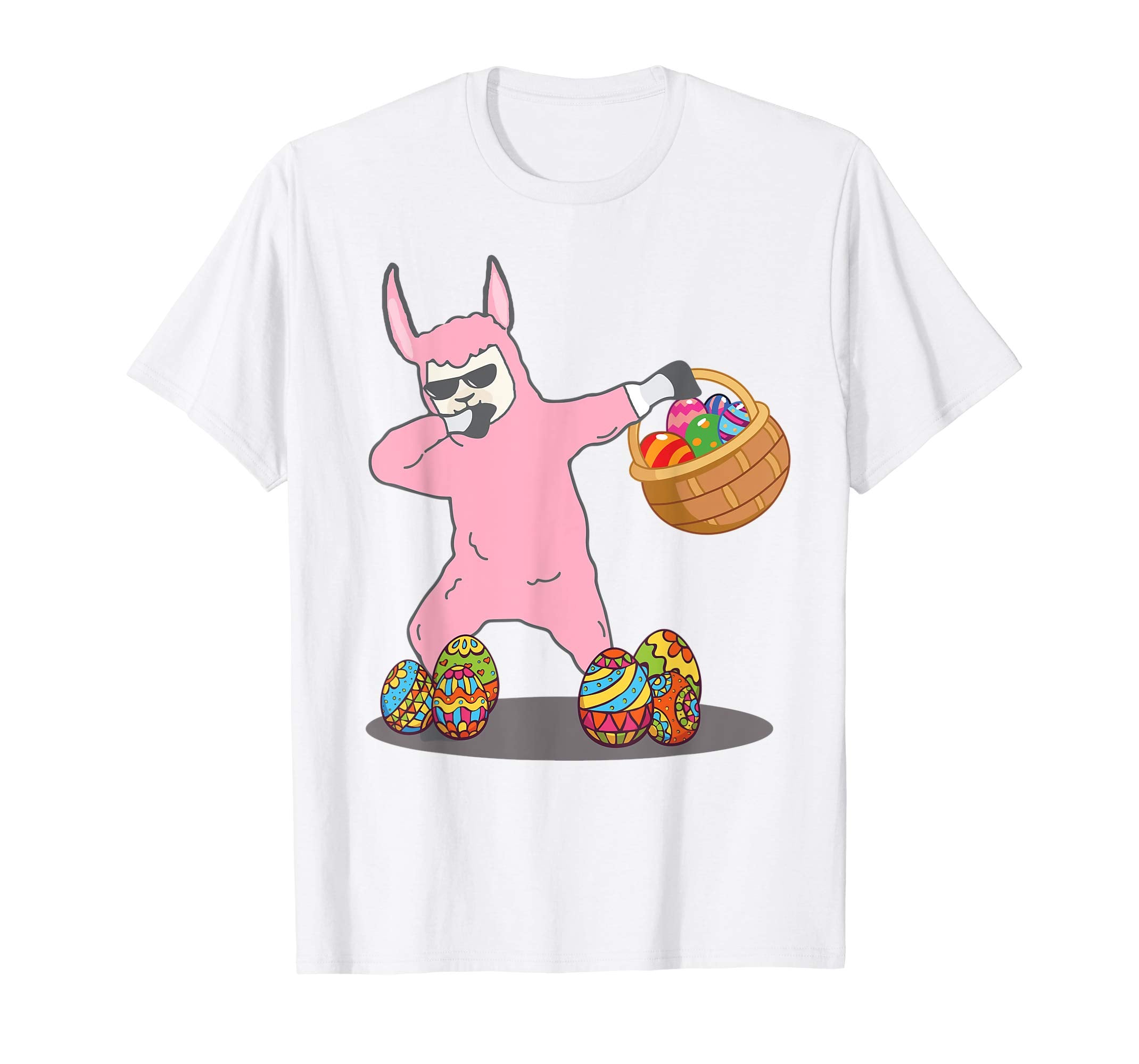 Cute Dabbing Llama Easter Bunny Egg Basket Tshirt Gifts