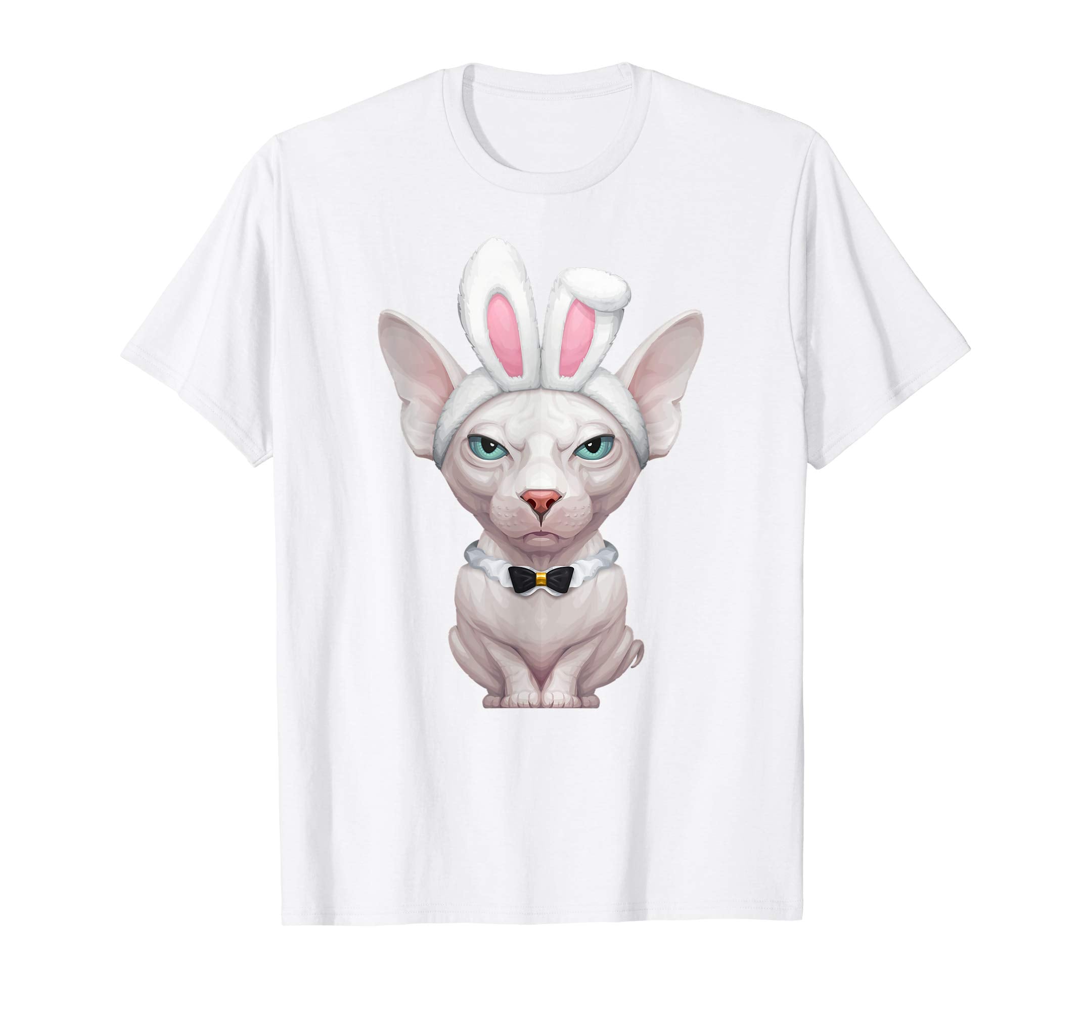 White Sphynx Cat in the Easter Bunny Costume T-Shirt