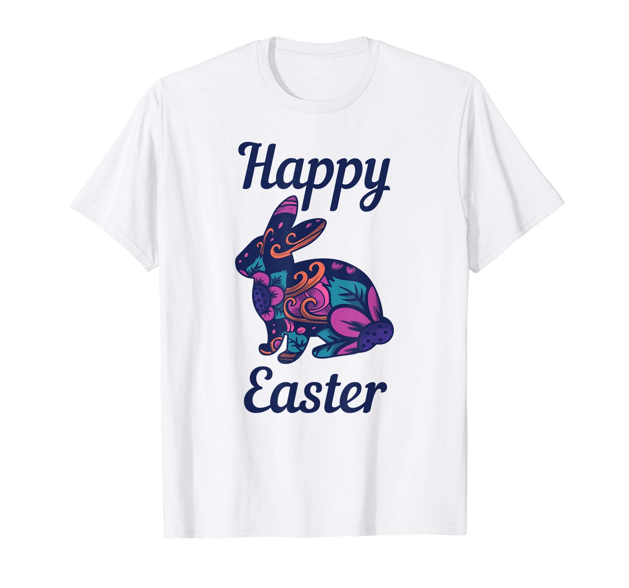 Easter T Shirt with Cute Bunny and Purple Flowers
