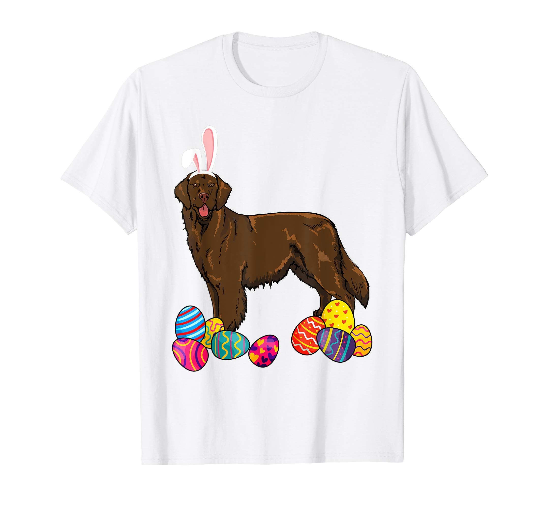 Flat Coated Bunny Ear With Egg Easter Easter Day Shirt