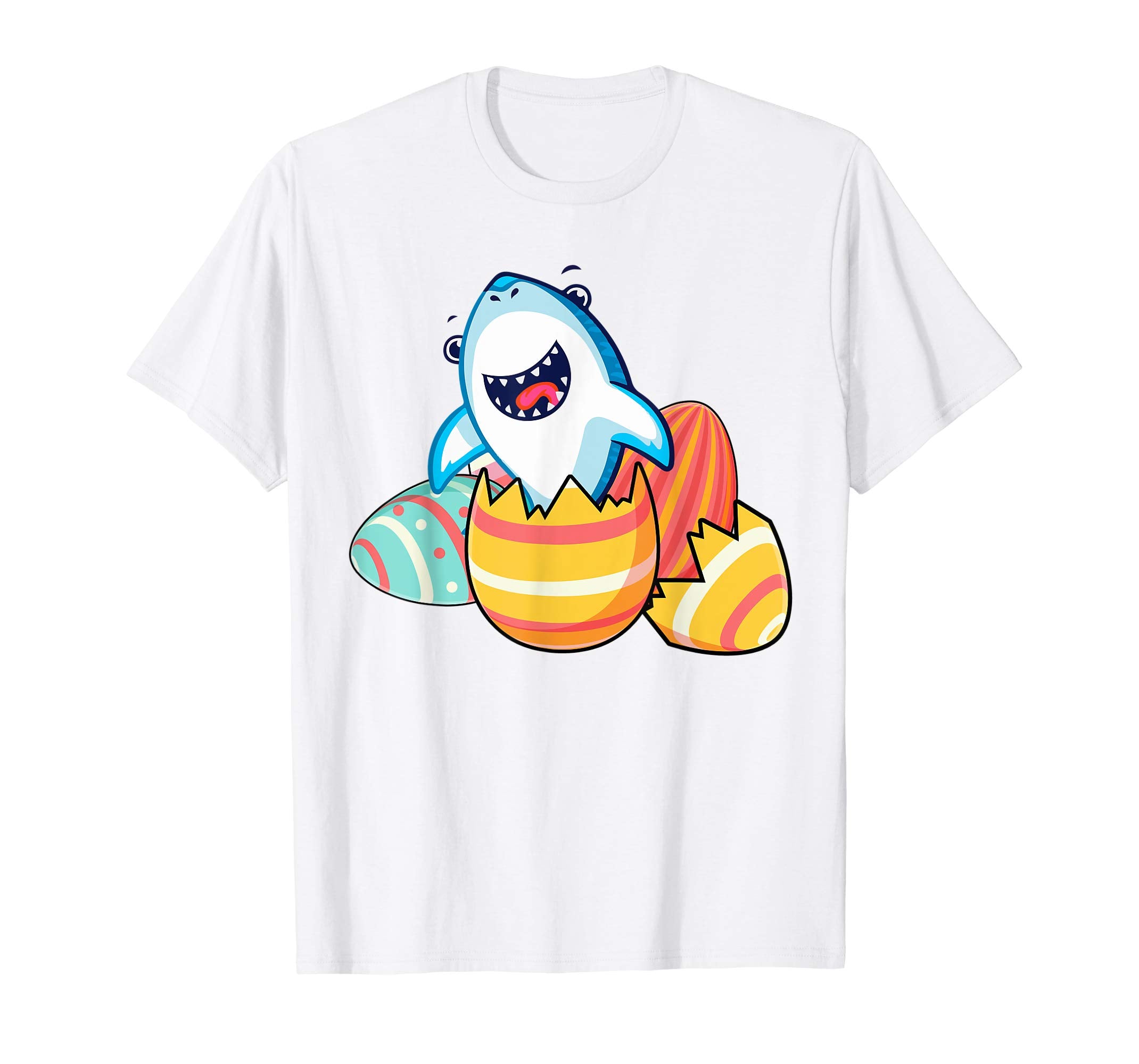 Funny Shark Happy Easter Cute Eggs Boys Kids Girl Shirt Gift