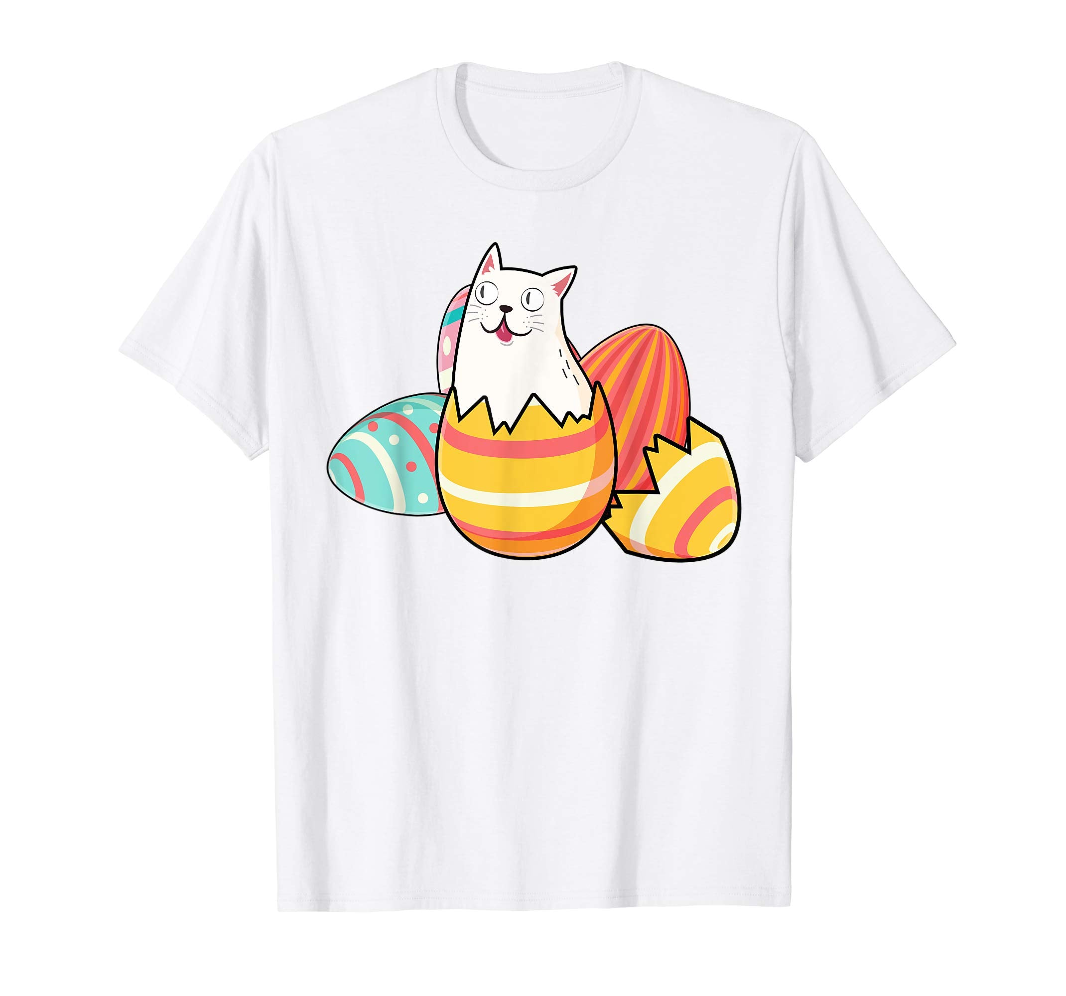 Funny Cat Happy Easter Cute Eggs Boys Kids Girls Tshirt Gift