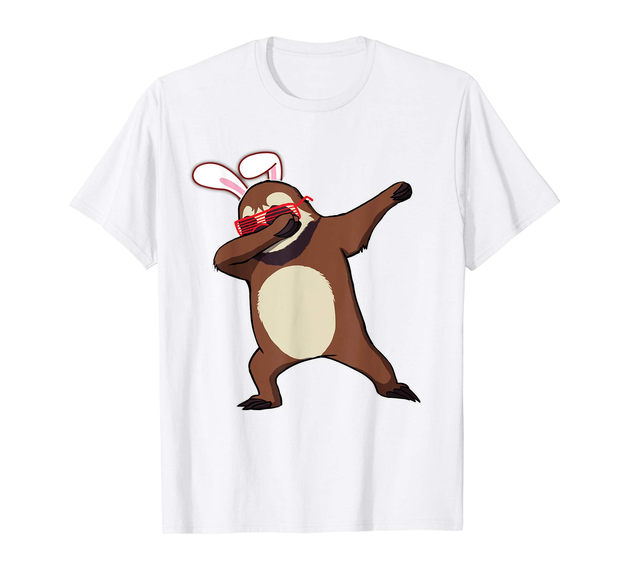 Easter Bunny Dabbing Sloth Tshirt Rabbit Ears Animal Gift