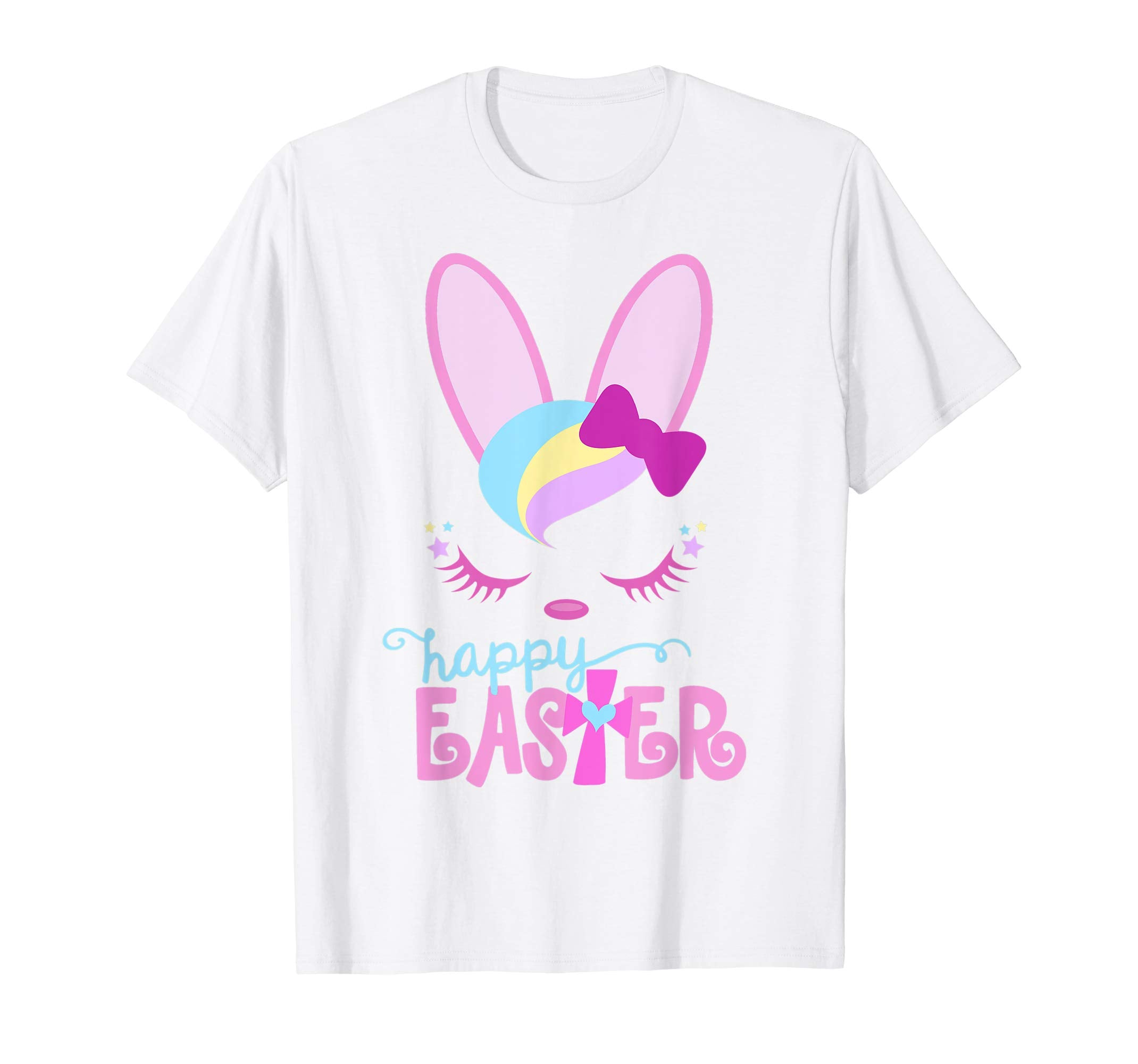 HAPPY EASTER Bunny Sleeping Face Christian Shirt Girls Women