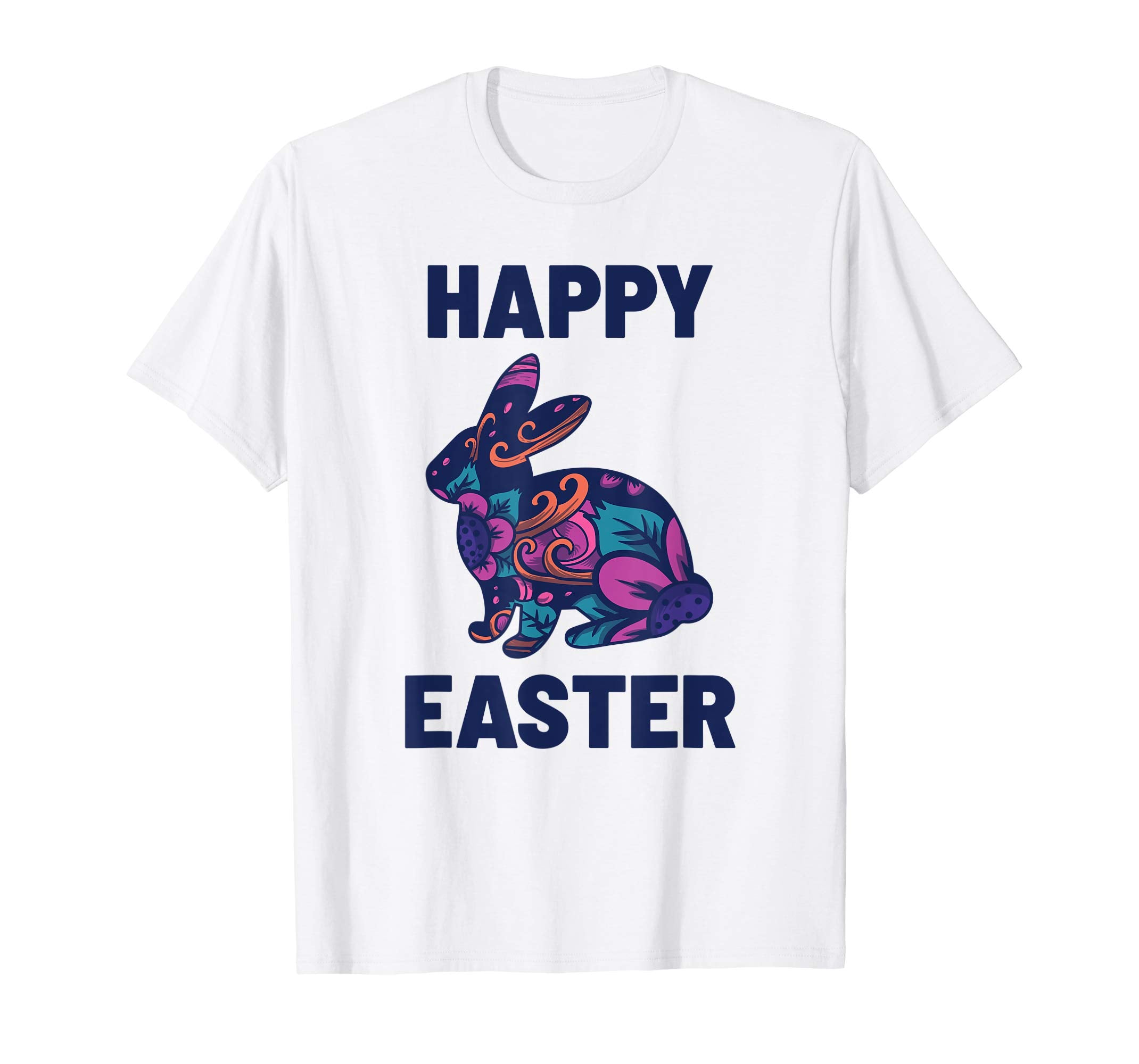 Easter T Shirt with Cute Bunny and Purple Flowers