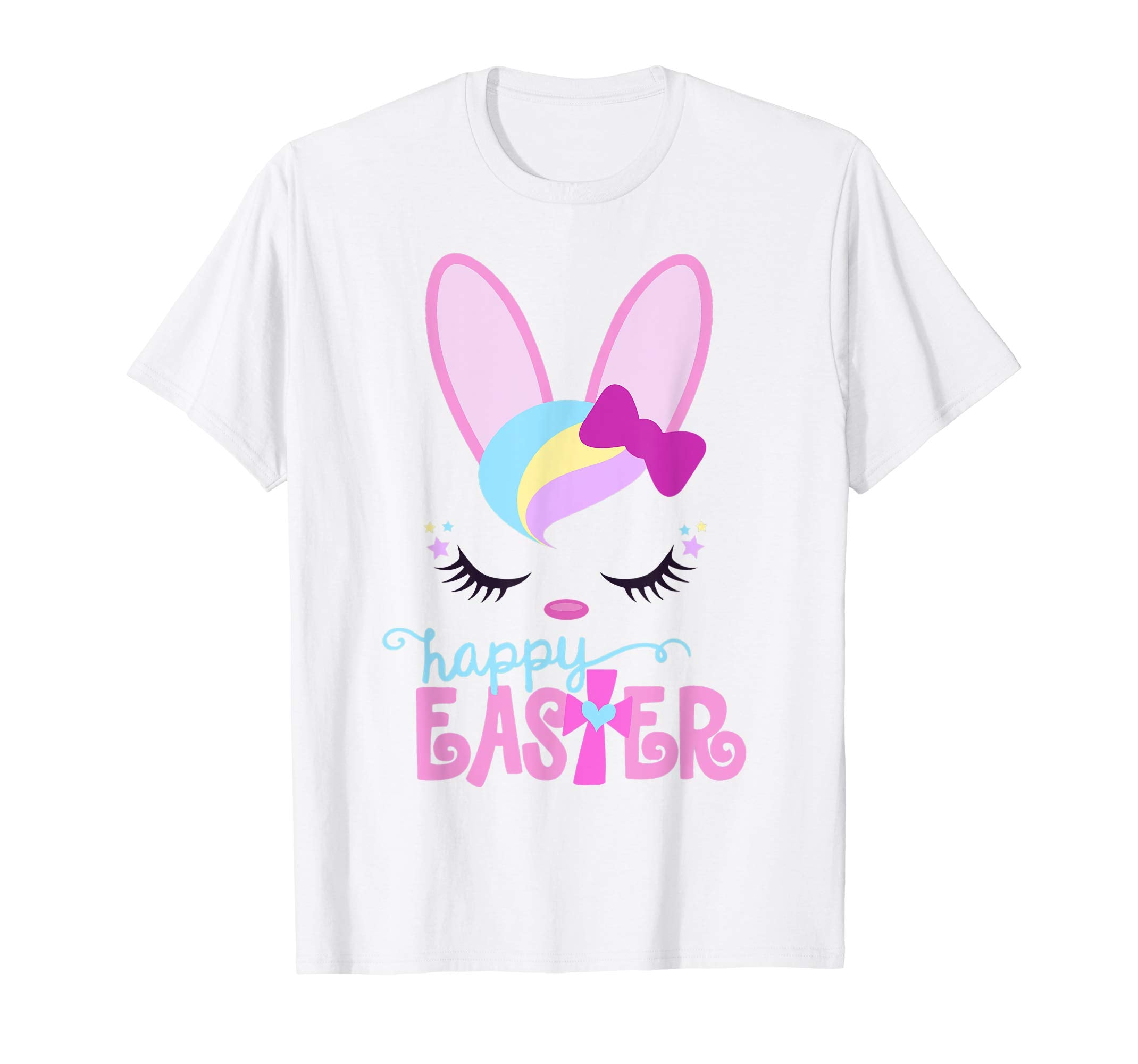 HAPPY EASTER Bunny Sleeping Face Christian Shirt Girls Women